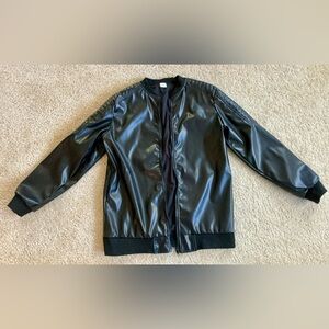 Boys’ Black Faux Leather Bomber Jacket (14)